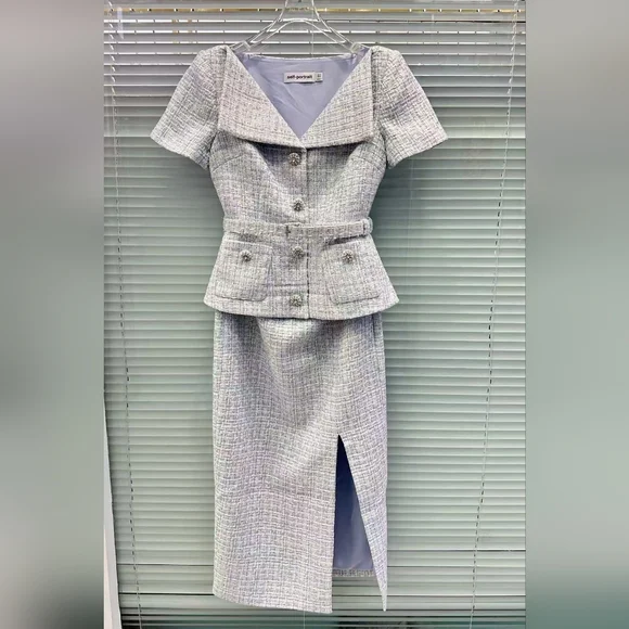 Self-Portrait Blue and White Midi Dress - Picture 6 of 9